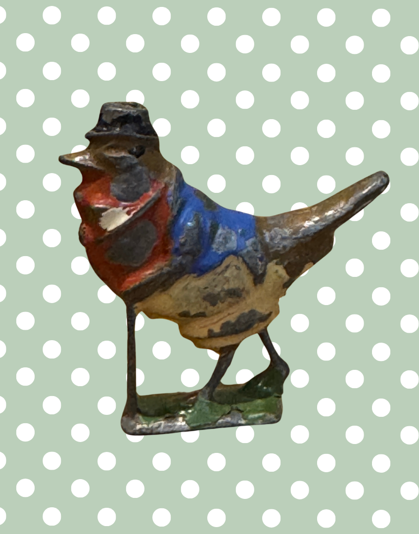 ‘Gussie Robin’ Cadbury Cococub Bird Figurine | Vintage Handpainted Lead 1930s Collectible