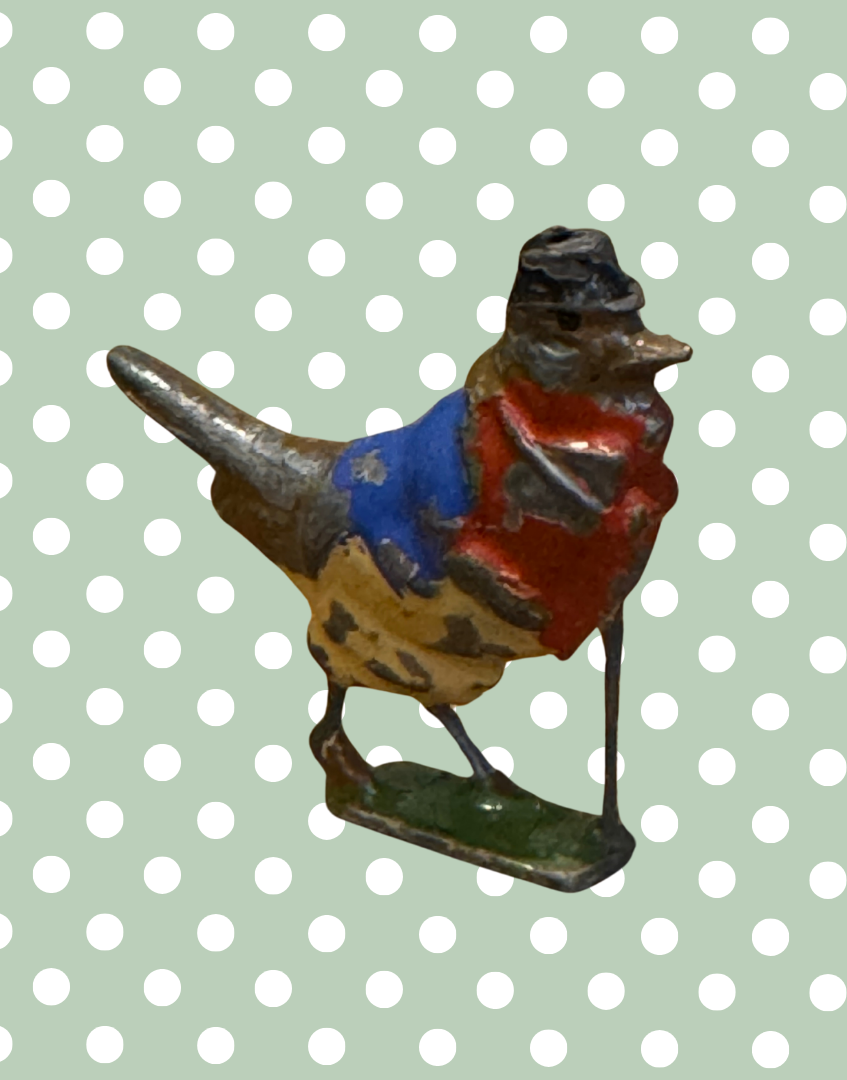 ‘Gussie Robin’ Cadbury Cococub Bird Figurine | Vintage Handpainted Lead 1930s Collectible