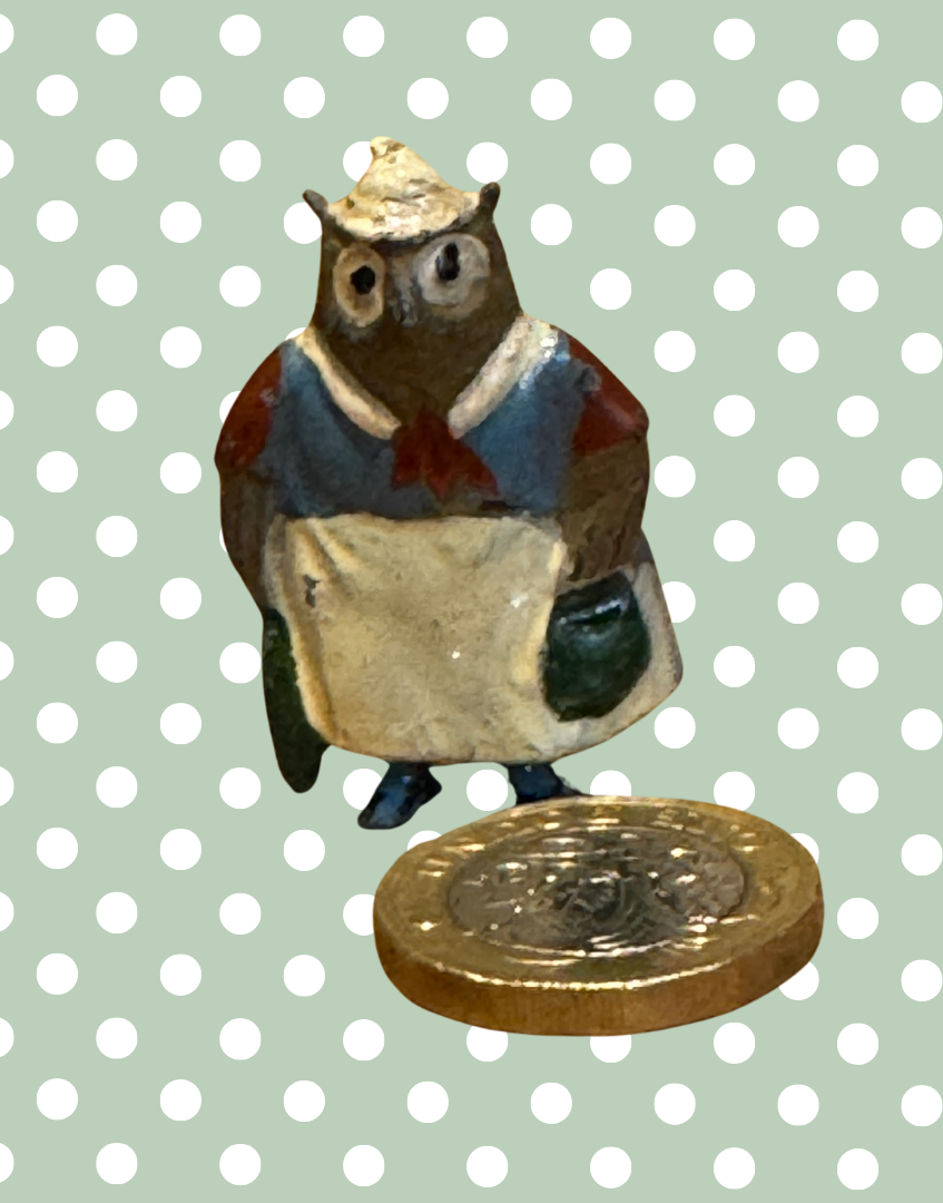 ‘Granny Owl’ Cadbury Cococub Figurine |Rare Collectable Vintage 1930s Lead Toy