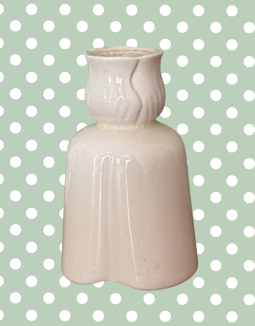 White Pretty Tall Ironstone Tulip-Headed Pie Funnel | Rare Elegant Floral Vintage British Design