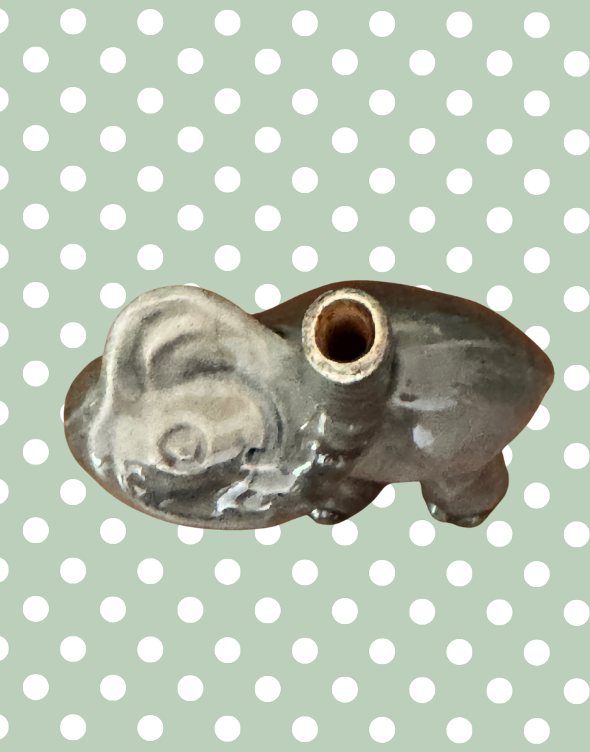 Rare & Adorable Grey Elephant Pie Funnel | Charming Grimwade for Nutbrown Vintage Collectable