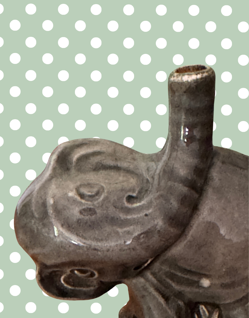 Rare & Adorable Grey Elephant Pie Funnel | Charming Grimwade for Nutbrown Vintage Collectable