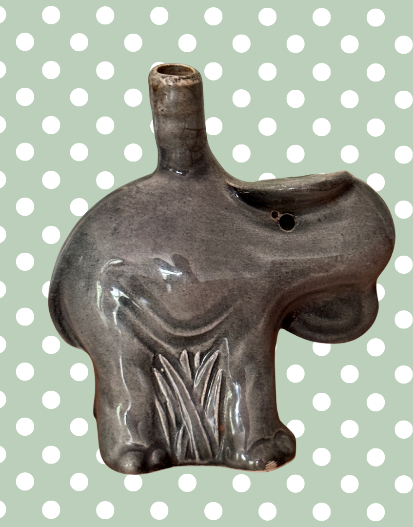Rare & Adorable Grey Elephant Pie Funnel | Charming Grimwade for Nutbrown Vintage Collectable