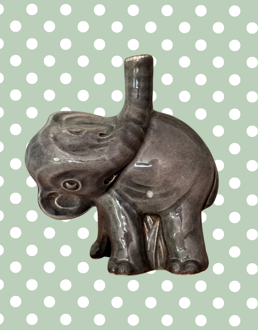 Rare & Adorable Grey Elephant Pie Funnel | Charming Grimwade for Nutbrown Vintage Collectable