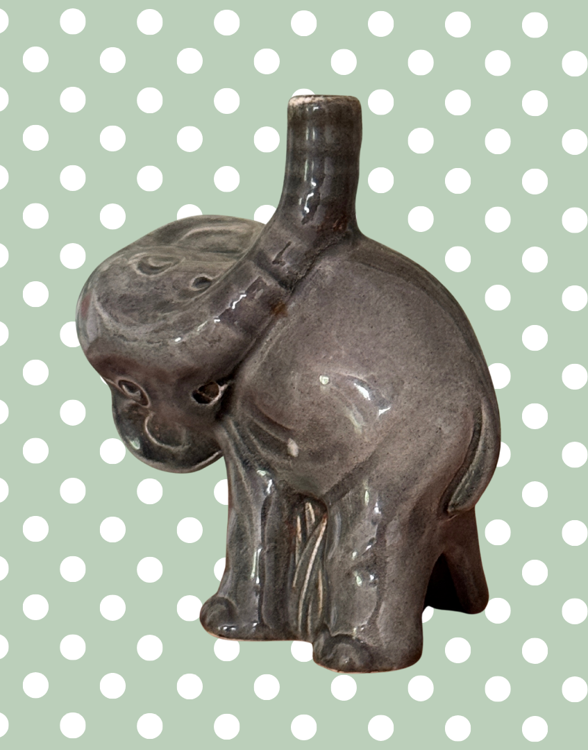 Rare & Adorable Grey Elephant Pie Funnel | Charming Grimwade for Nutbrown Vintage Collectable
