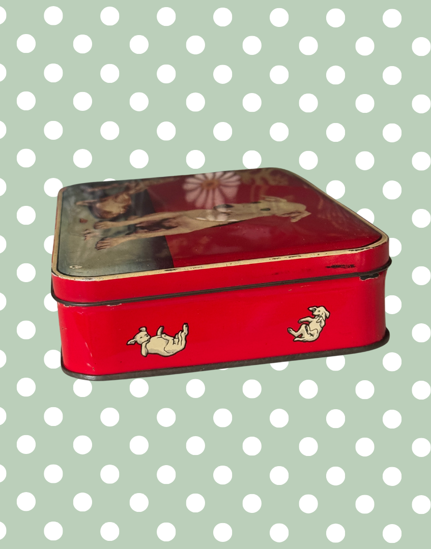 1950s Benson’s Cheeky Puppy Vintage Tin | Mid-Century Confectionery Advertising Prop and Collectable