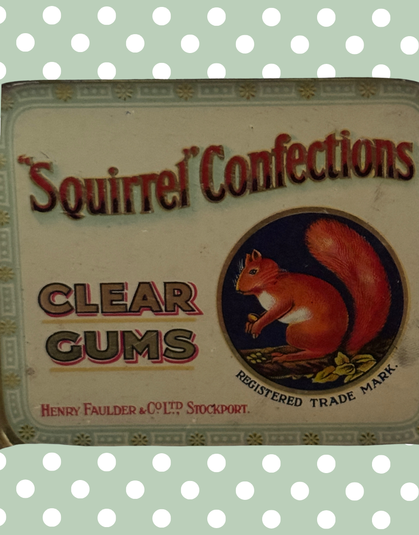 Characterful Vintage Squirrel Confections Tin | 1930s Stockport Confectionery Collectable