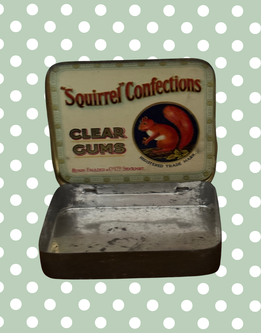 Characterful Vintage Squirrel Confections Tin | 1930s Stockport Confectionery Collectable
