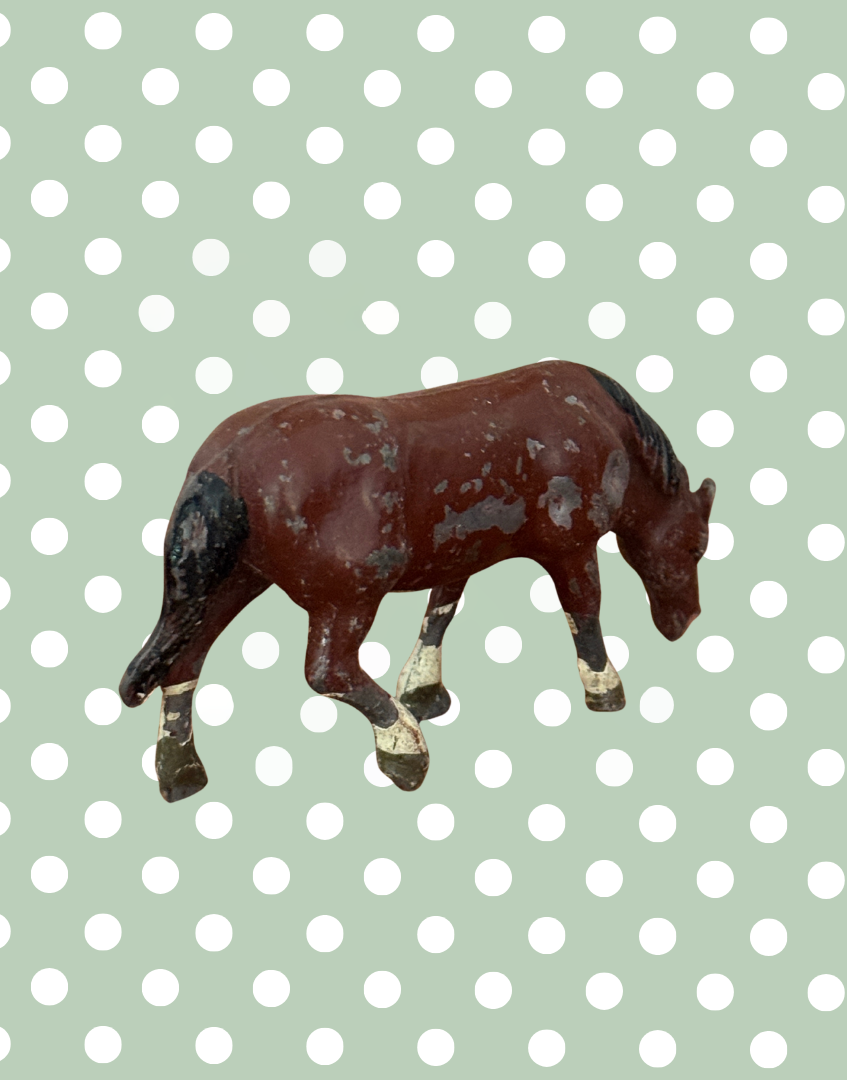 Vintage Elegant Medium Standing Chestnut Horse Figurine | 1920s John Hill & Co Lead Farm Collectible