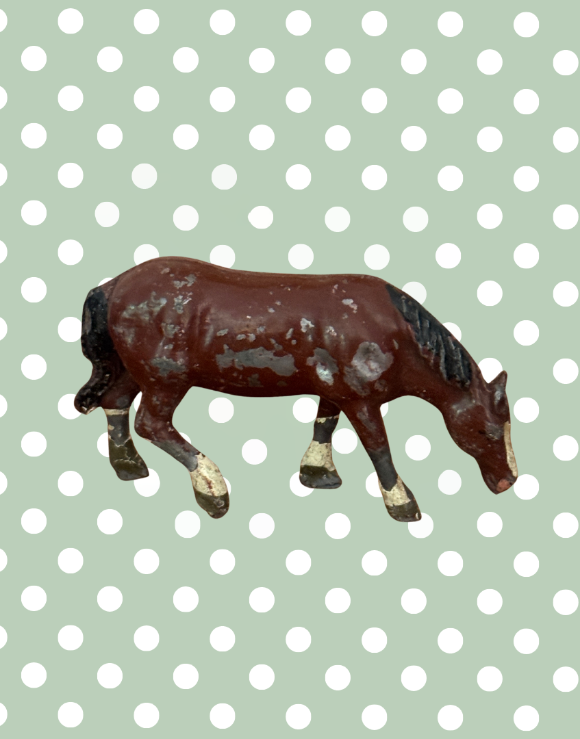 Vintage Elegant Medium Standing Chestnut Horse Figurine | 1920s John Hill & Co Lead Farm Collectible