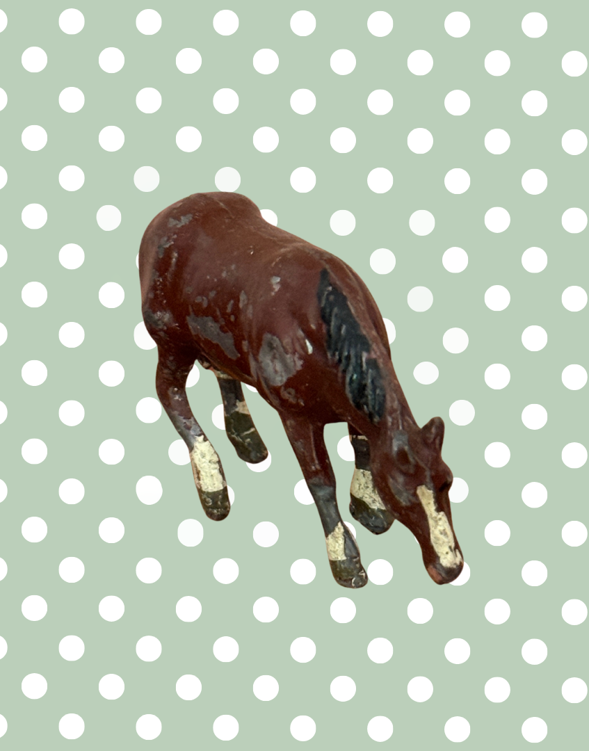 Vintage Elegant Medium Standing Chestnut Horse Figurine | 1920s John Hill & Co Lead Farm Collectible