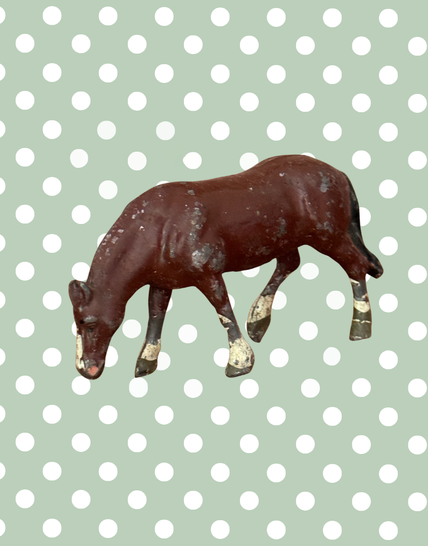 Vintage Elegant Medium Standing Chestnut Horse Figurine | 1920s John Hill & Co Lead Farm Collectible