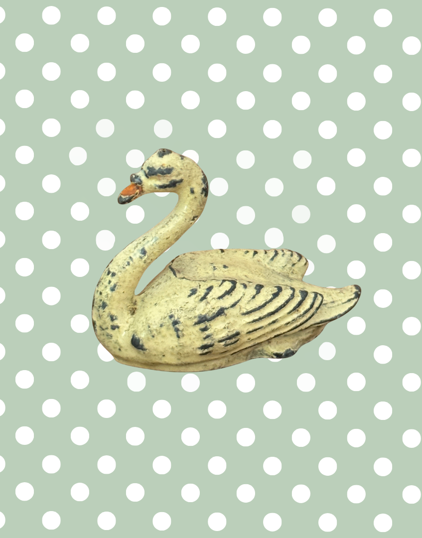 Elegant Cream Small Swan Swimming Figurine | 1920s Britains Vintage Lead Toy Collectable