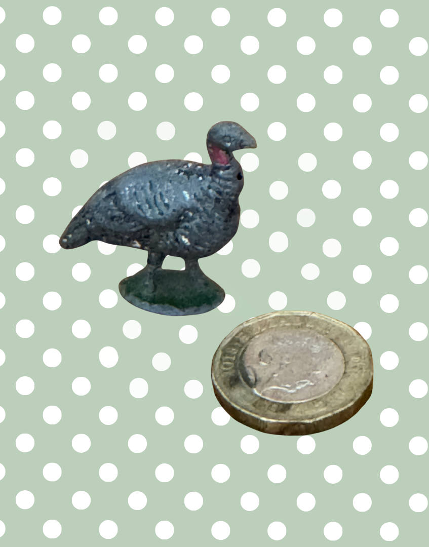 Young Turkey or Guinea Fowl on Stand | 1920s Britains Lead Farmyard Toy with Character