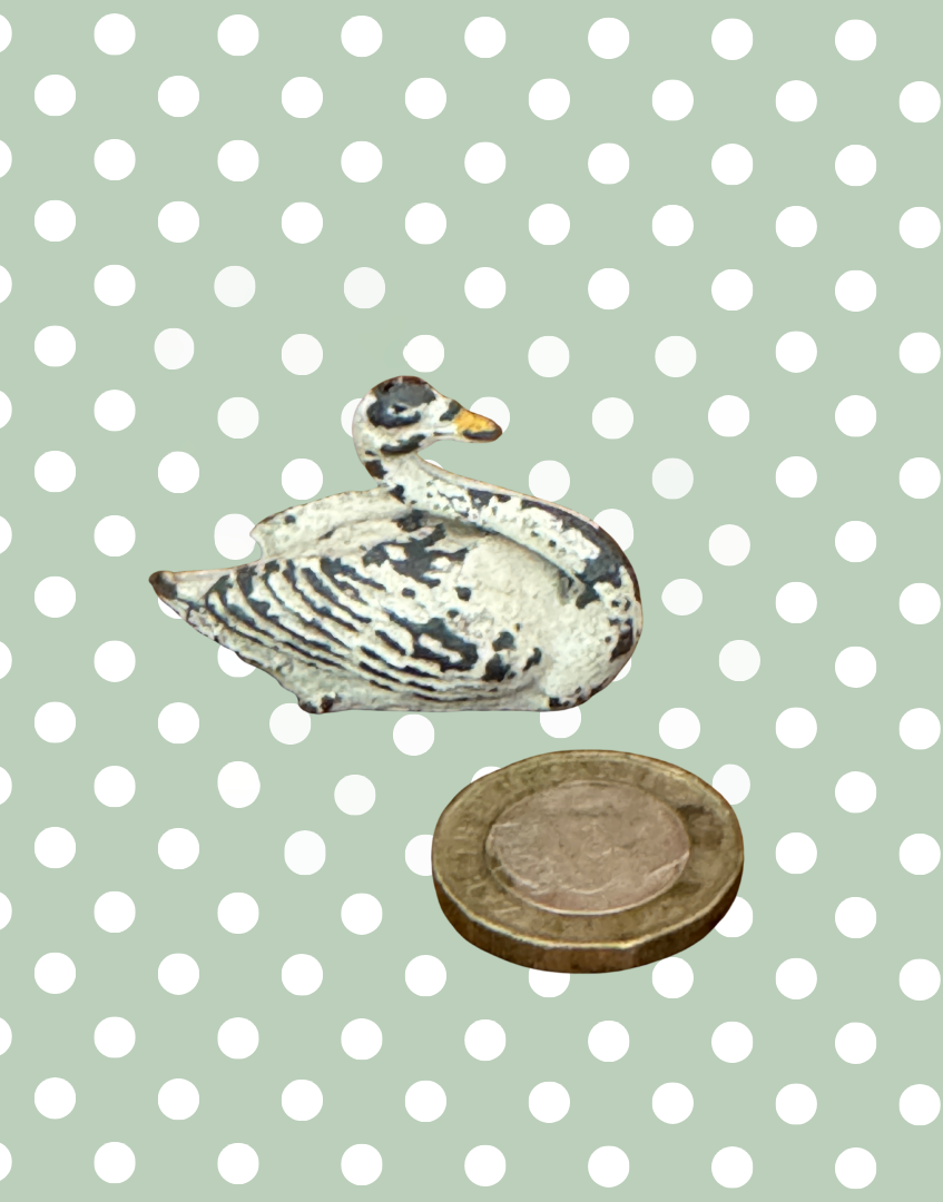 Charming Small White Swan with Neck Back | 1920s Britains Hand-Painted Lead Collectible