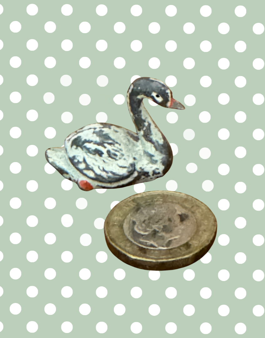 Small White & Red Cygnet Vintage Figurine | 1920s Britains Lead Collectible with Character