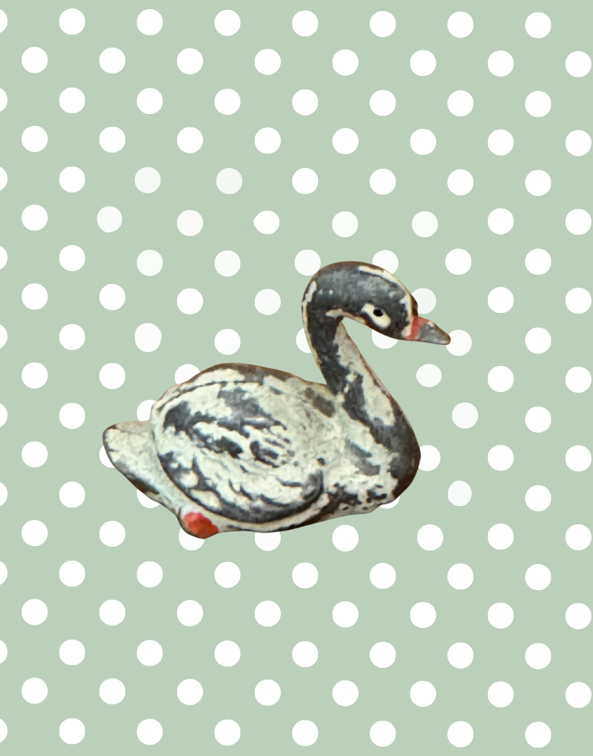 Small White & Red Cygnet Vintage Figurine | 1920s Britains Lead Collectible with Character