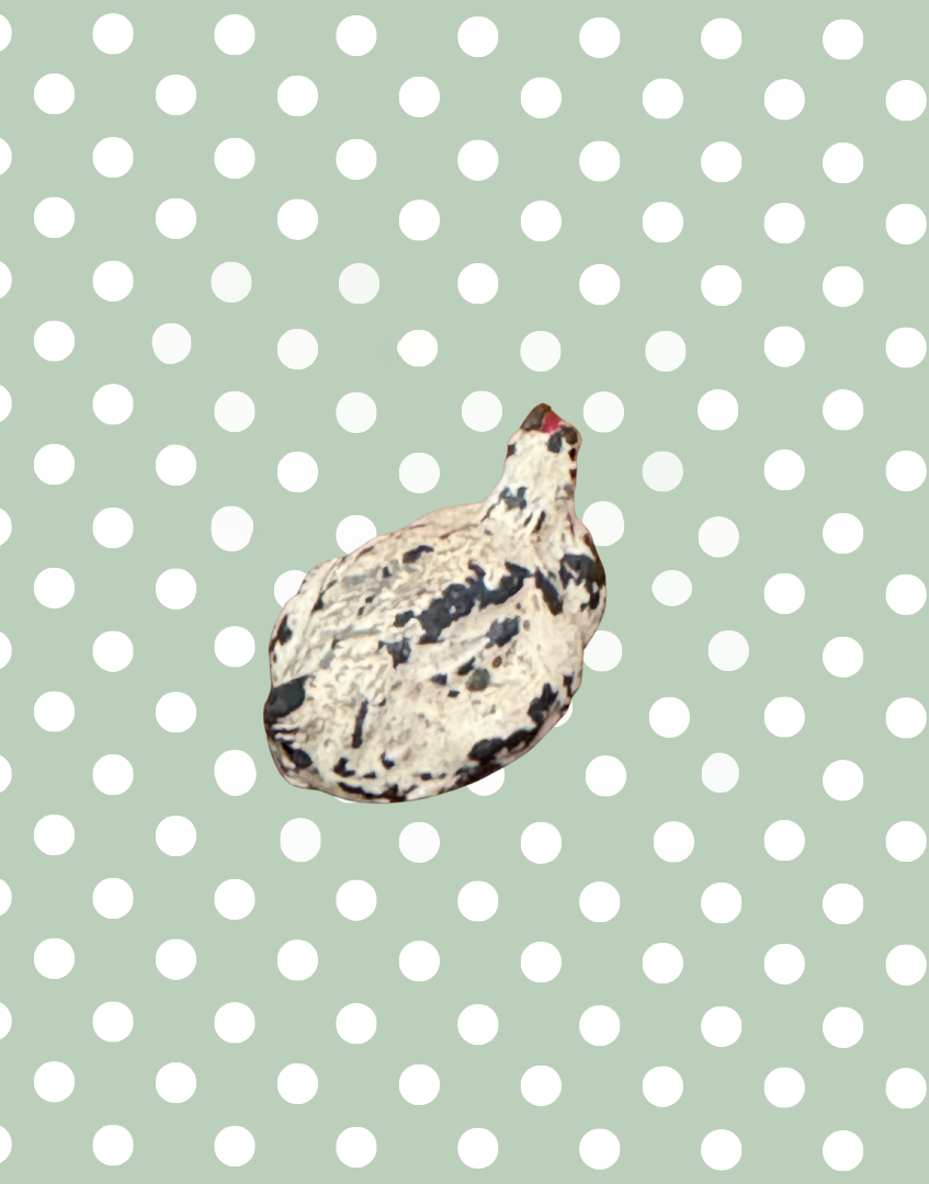 Sitting Cream & Red Chicken with Rustic Detail | 1920s Britains Hand-Painted Lead Toy