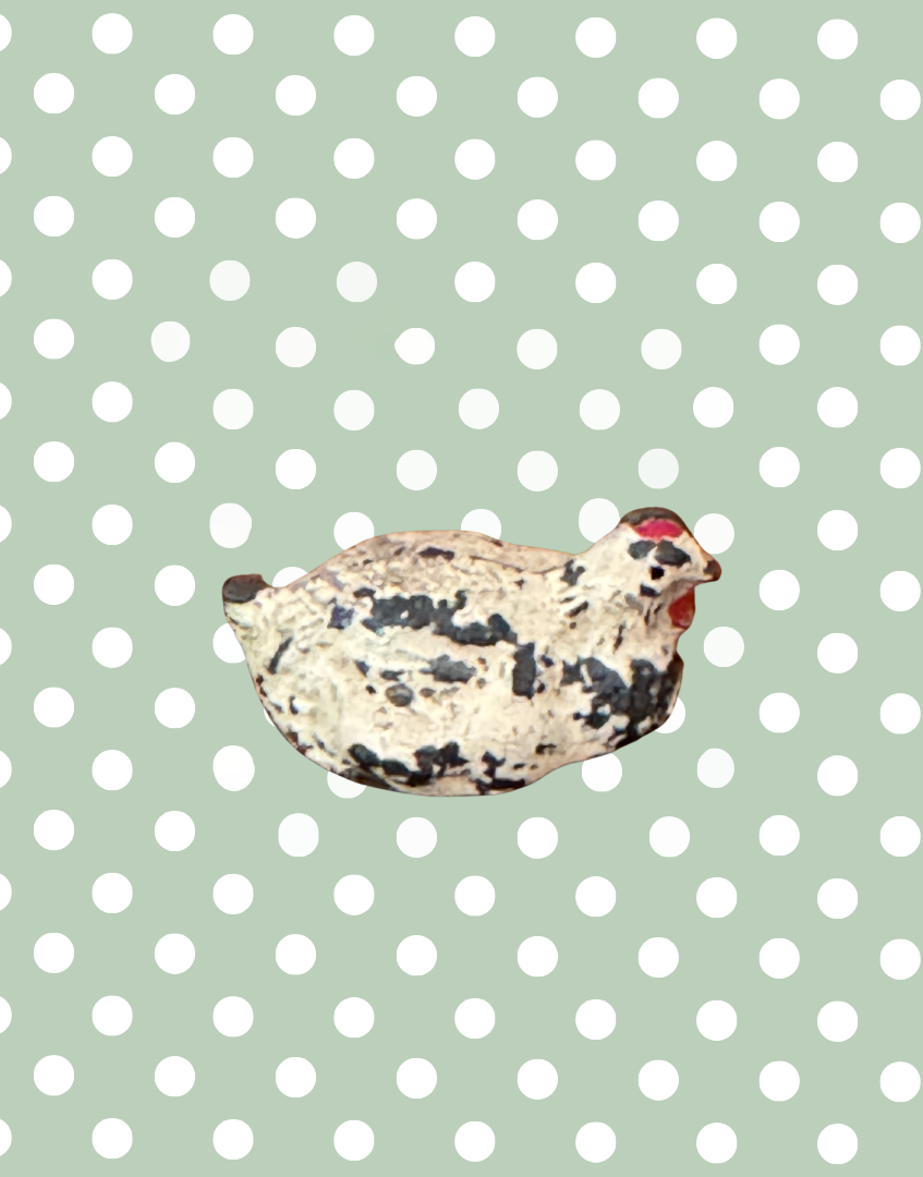Sitting Cream & Red Chicken with Rustic Detail | 1920s Britains Hand-Painted Lead Toy