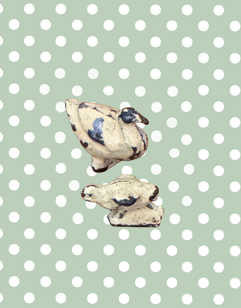 Title: Mother Duck & Duckling Pair | 1920s Britains Hand-Painted Lead Farm Toy Collectibles