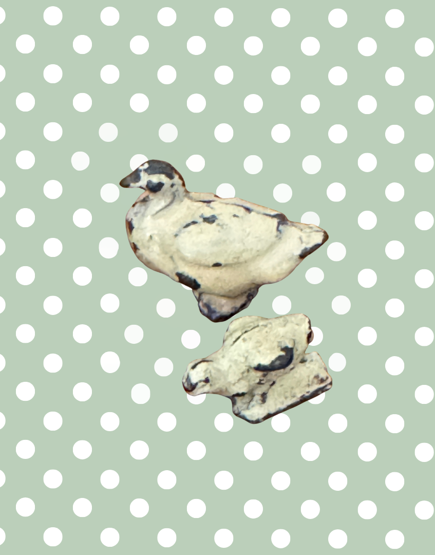 Title: Mother Duck & Duckling Pair | 1920s Britains Hand-Painted Lead Farm Toy Collectibles