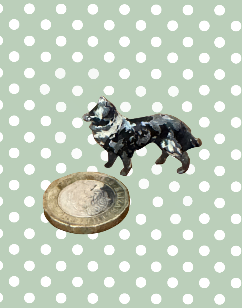 Miniature Charming Traditional Black and Cream Working Farm Dog | 1920s Britains Lead Collectible