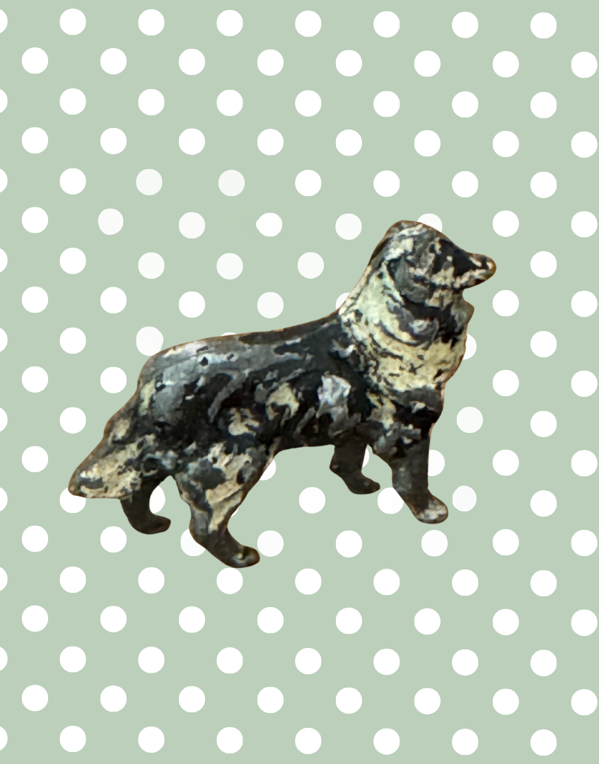 Miniature Charming Traditional Black and Cream Working Farm Dog | 1920s Britains Lead Collectible