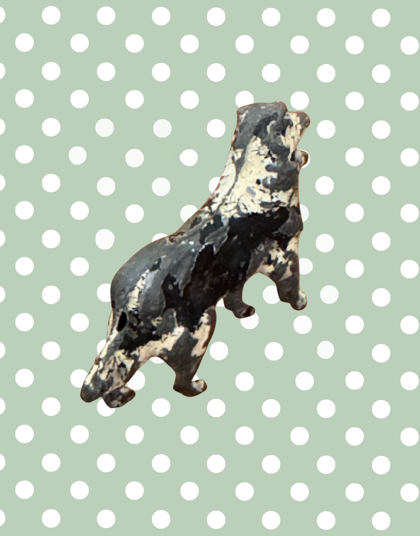 Miniature Black and Cream Working Farm Dog (Version2) | 1920s Britains Lead Toy Collectible