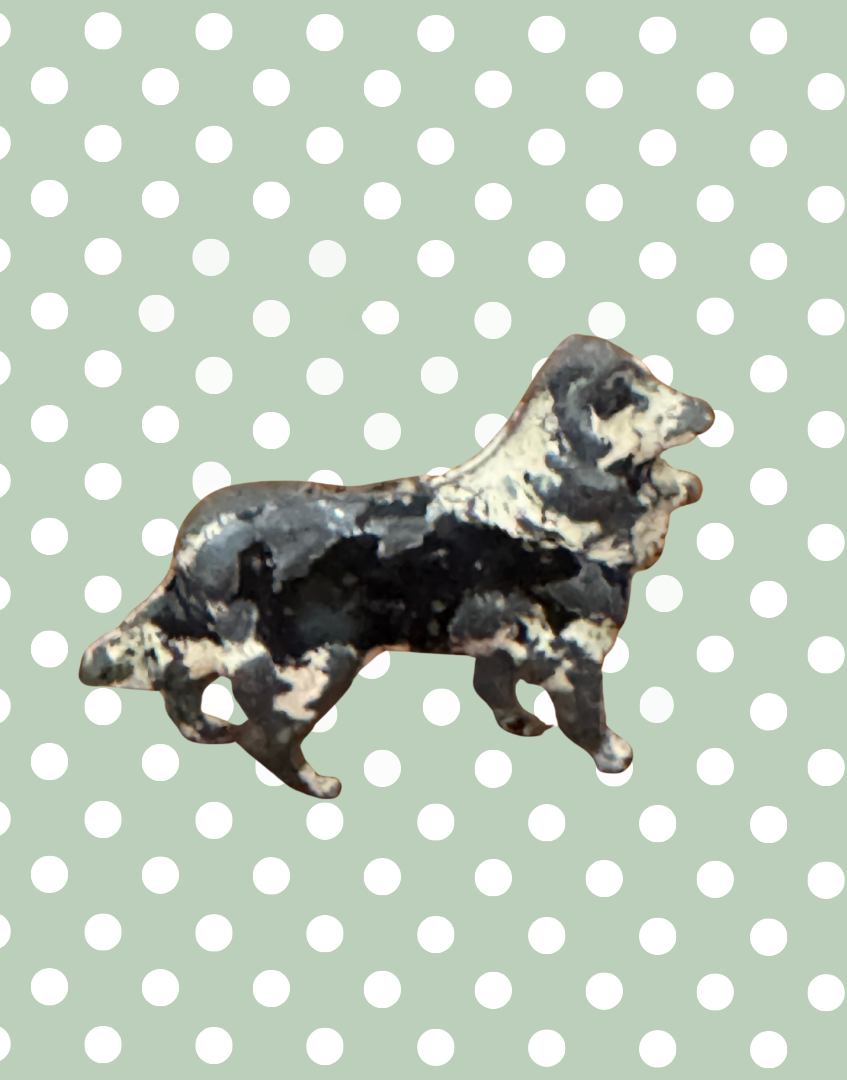 Miniature Black and Cream Working Farm Dog (Version2) | 1920s Britains Lead Toy Collectible