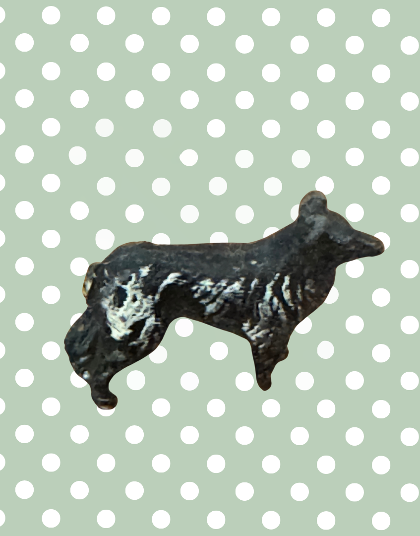 Proud Miniature Dark Grey and Cream Working Collie Farm Dog | 1920s Britains Lead Collectible