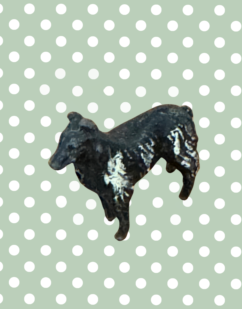 Proud Miniature Dark Grey and Cream Working Collie Farm Dog | 1920s Britains Lead Collectible