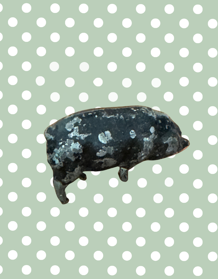 Charming Medium Black Pig With Aged Patina | Britains Ltd Farm & Countryside Lead Toy Collectable 1920s