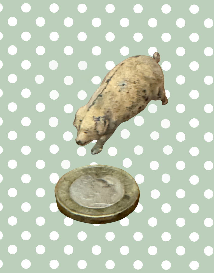 Small Ballet Slipper Pink Walking Pig with Curly Tail | 1920s Britains Hand-Painted Lead Farm Toy