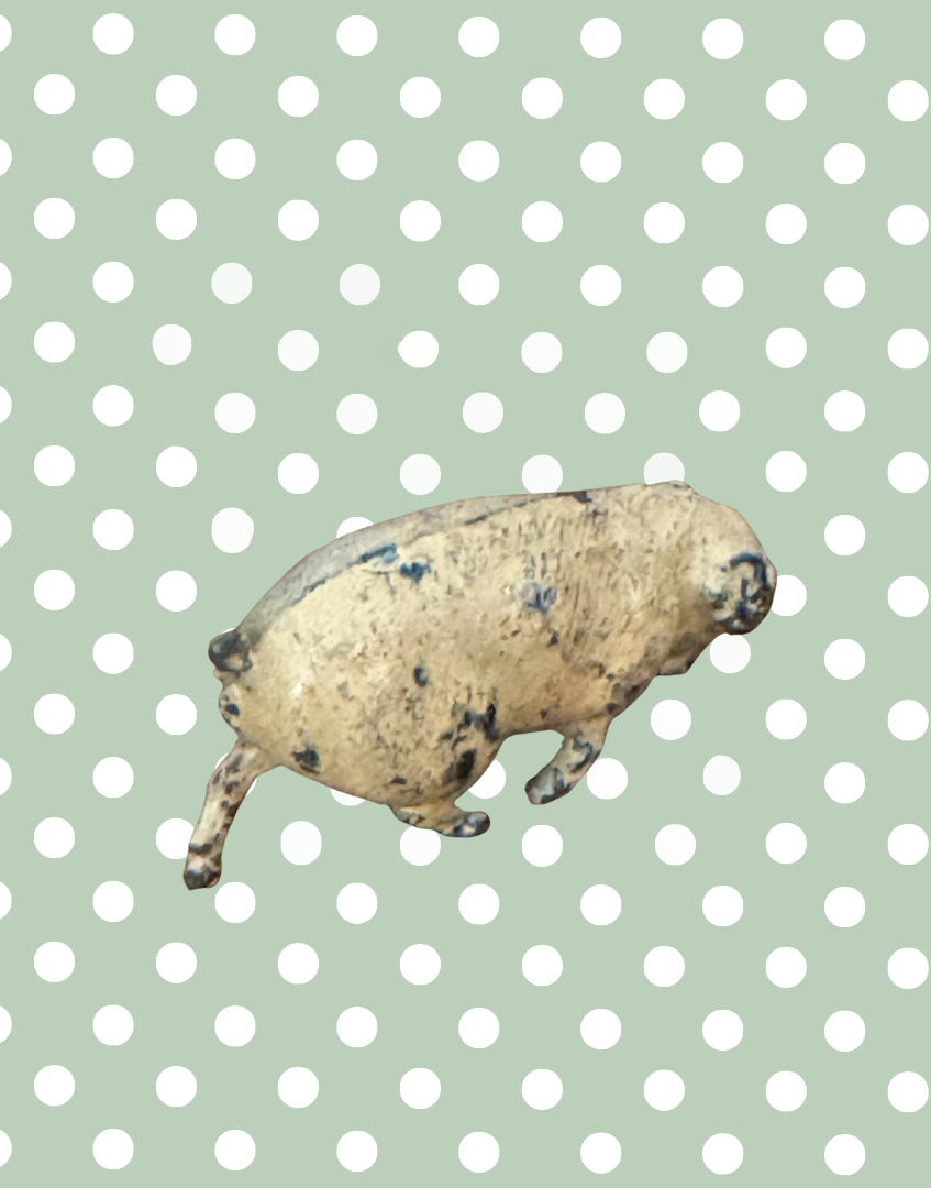 Small Ballet Slipper Pink Walking Pig with Curly Tail | 1920s Britains Hand-Painted Lead Farm Toy