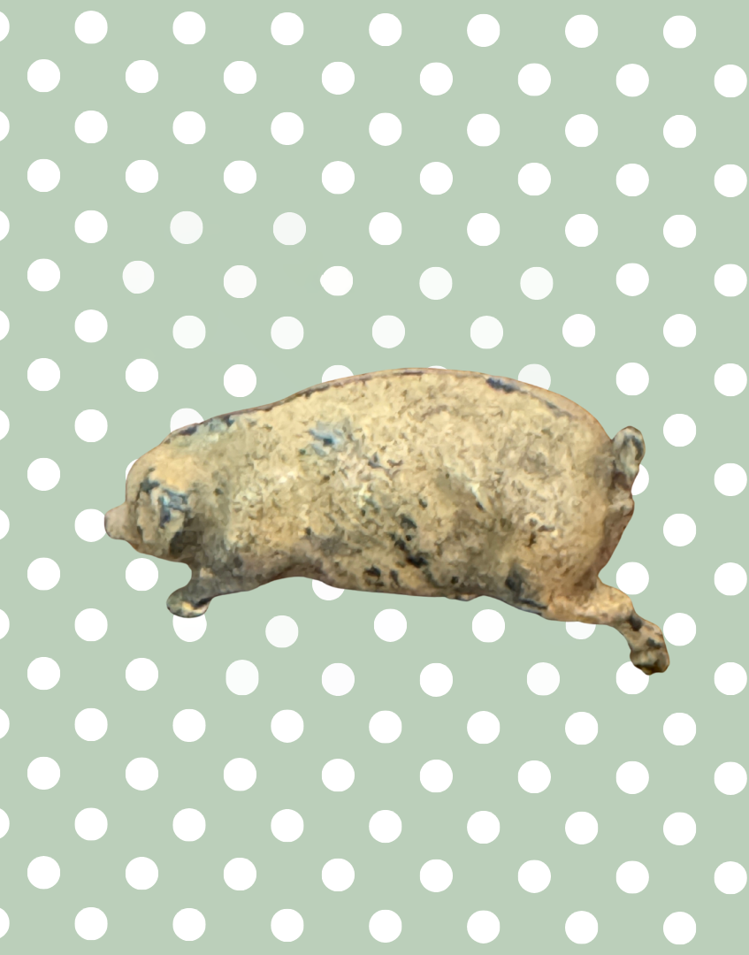 Small Ballet Slipper Pink Walking Pig with Curly Tail | 1920s Britains Hand-Painted Lead Farm Toy