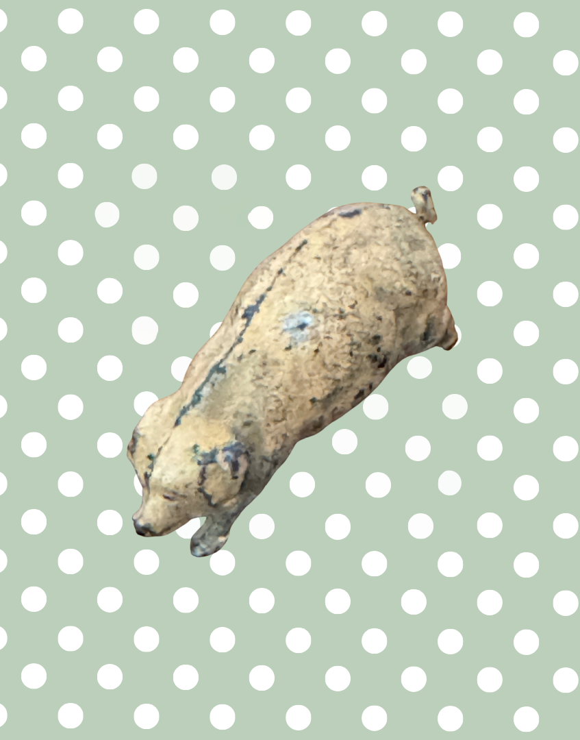 Small Ballet Slipper Pink Walking Pig with Curly Tail | 1920s Britains Hand-Painted Lead Farm Toy