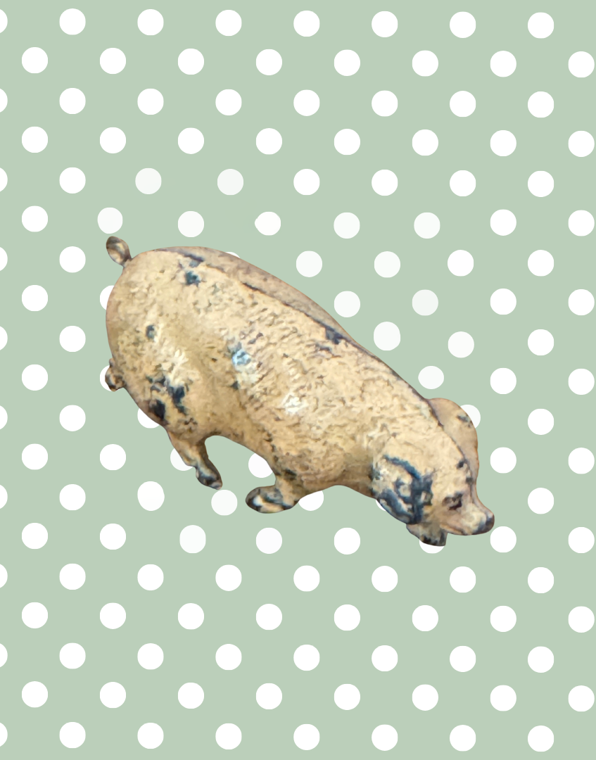 Small Ballet Slipper Pink Walking Pig with Curly Tail | 1920s Britains Hand-Painted Lead Farm Toy