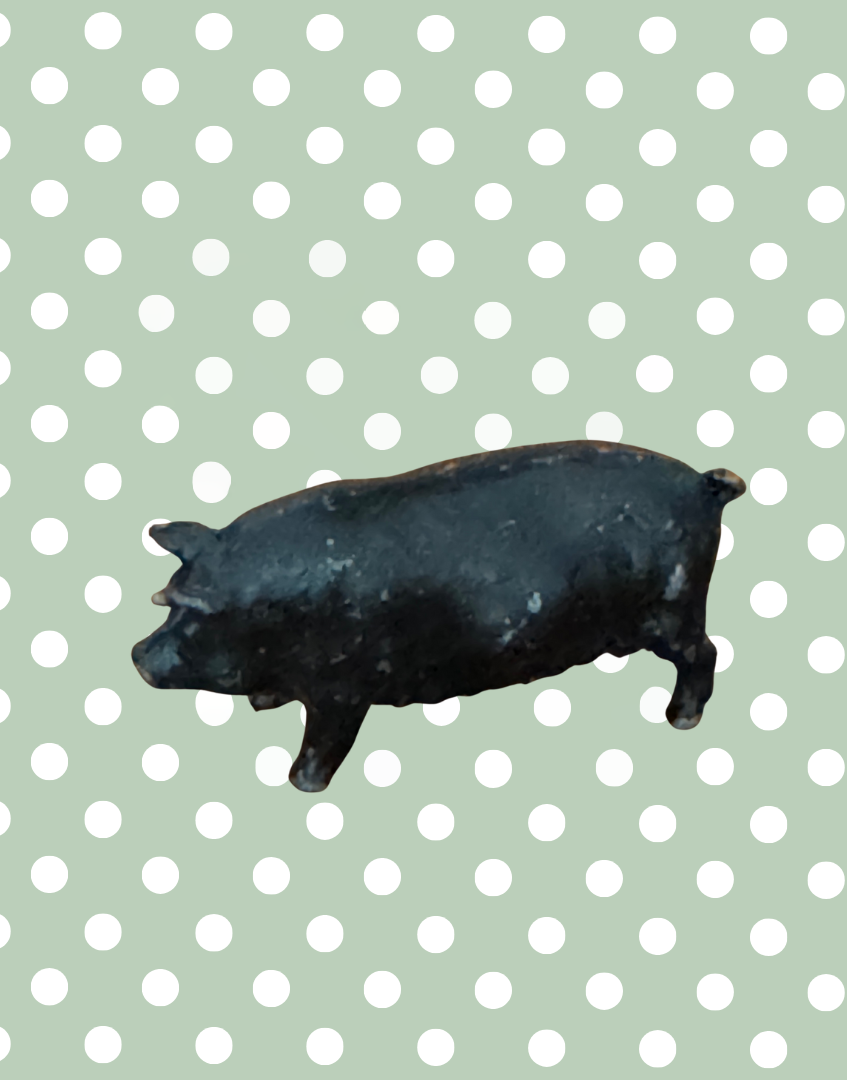 Medium Black Pig Figurine | John Hill & Co Farm & Countryside Lead Toy Collectable 1920s