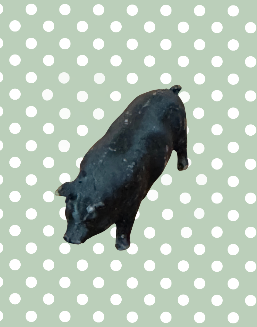 Medium Black Pig Figurine | John Hill & Co Farm & Countryside Lead Toy Collectable 1920s