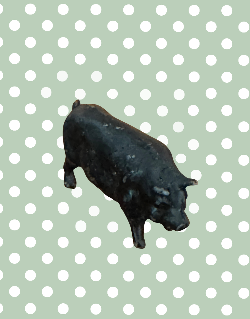 Medium Black Pig Figurine | John Hill & Co Farm & Countryside Lead Toy Collectable 1920s