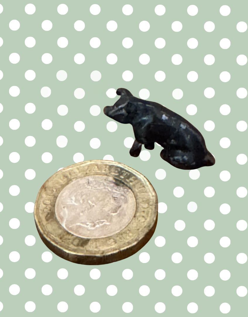 Black Miniature Sitting Piglet | Charming 1920s Britains Lead Farmyard Collectible