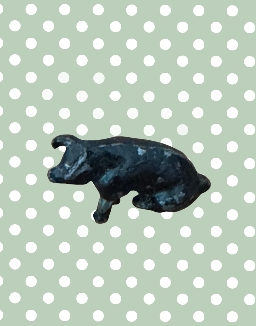 Black Miniature Sitting Piglet | Charming 1920s Britains Lead Farmyard Collectible
