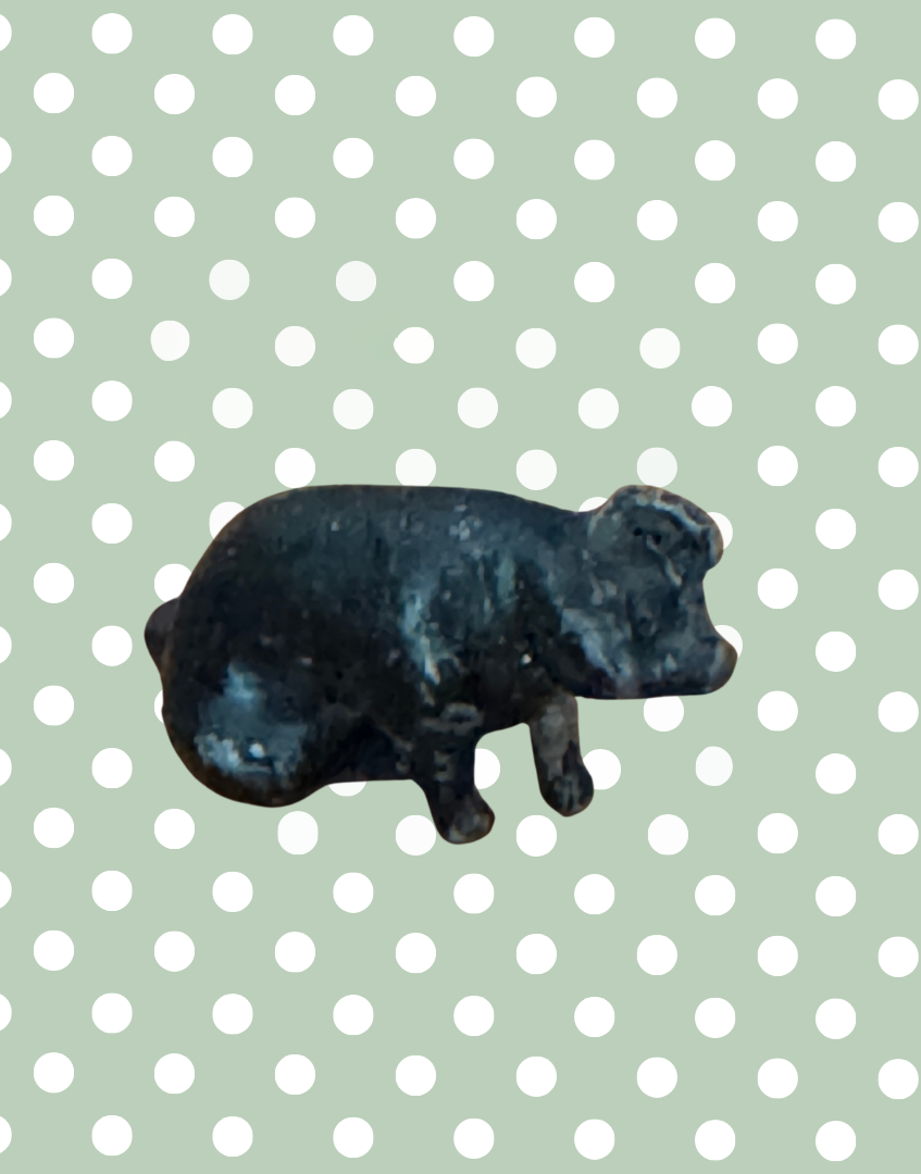 Black Miniature Sitting Piglet | Charming 1920s Britains Lead Farmyard Collectible