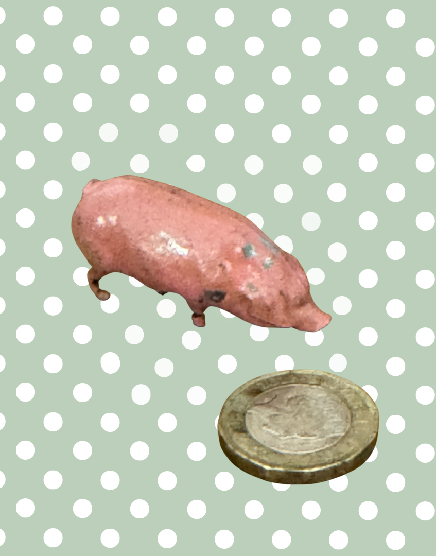 Glossy Characterful Medium Pink Pig | 1920s Britains Hand-Painted Lead Farm Toy Full of Charm