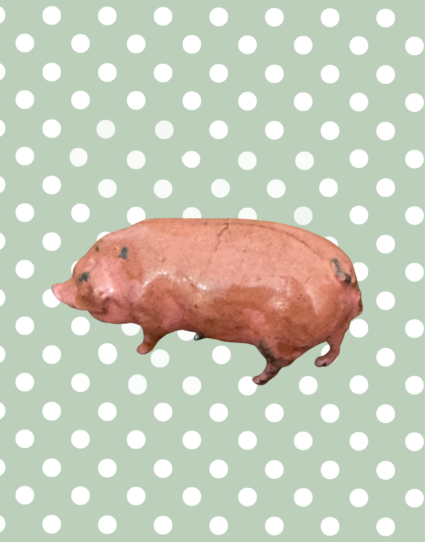 Glossy Characterful Medium Pink Pig | 1920s Britains Hand-Painted Lead Farm Toy Full of Charm