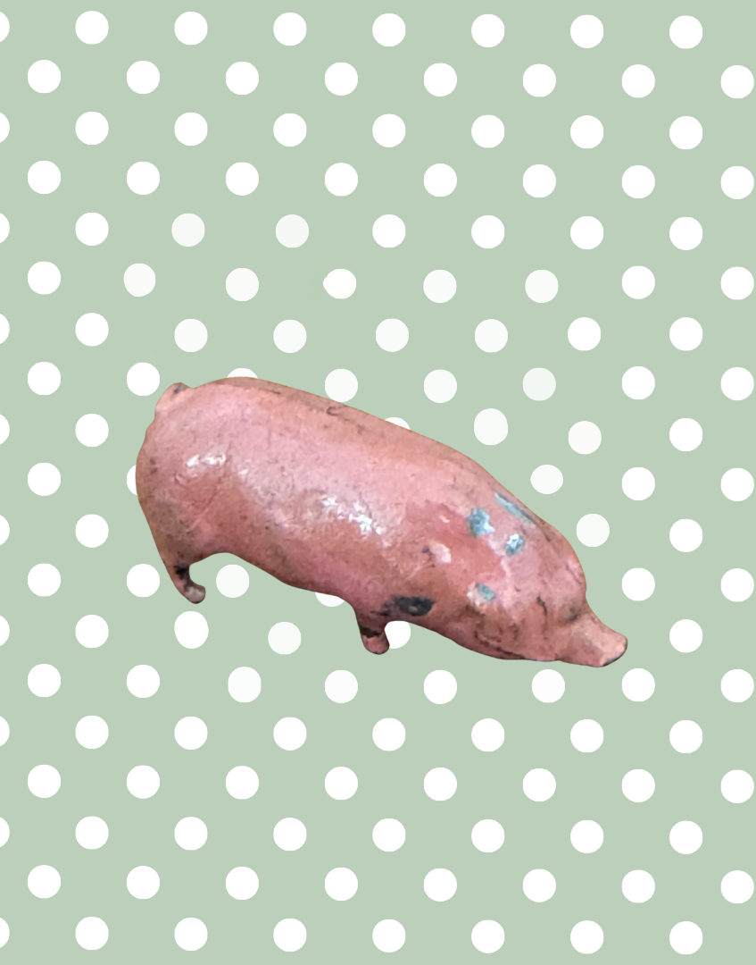Glossy Characterful Medium Pink Pig | 1920s Britains Hand-Painted Lead Farm Toy Full of Charm