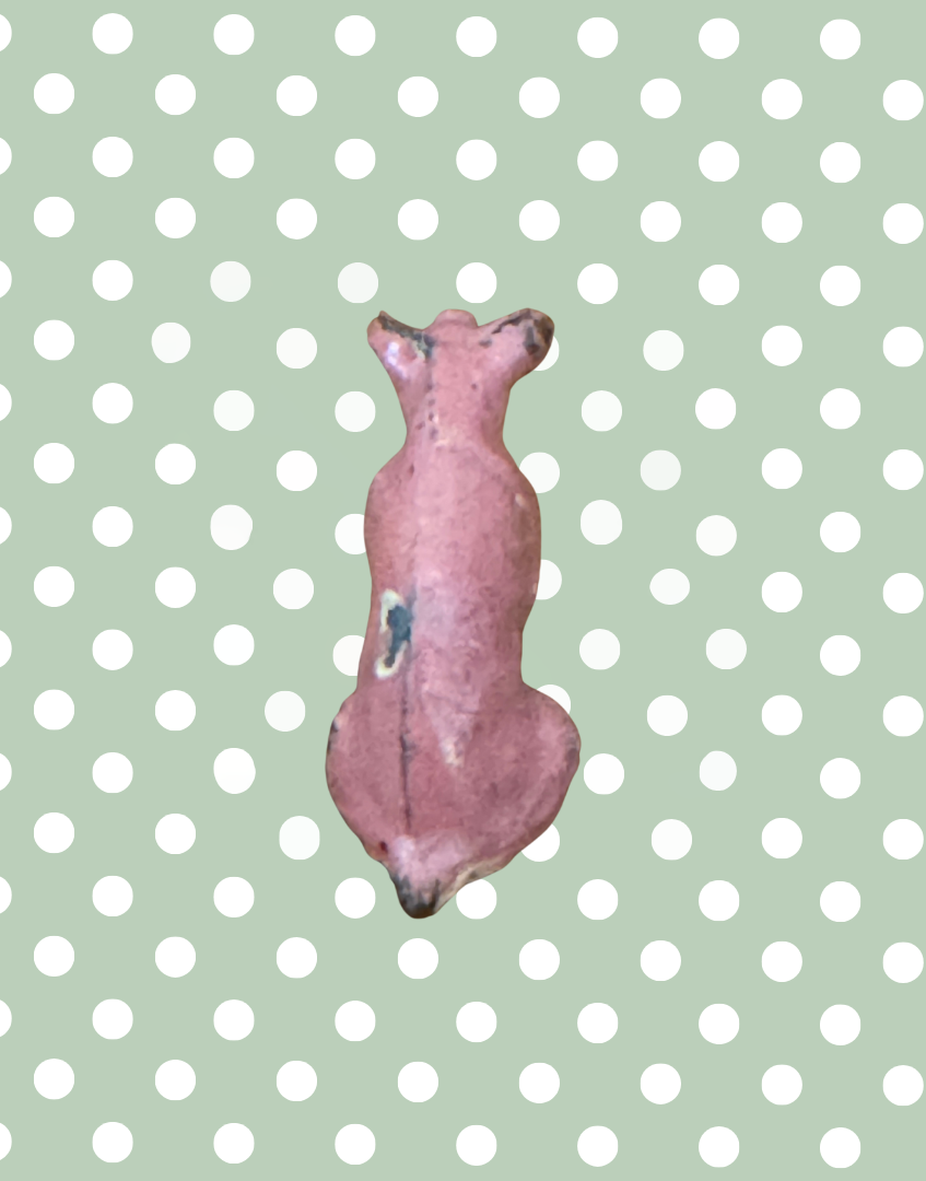Miniature Glossy Sitting Pink Piglet with Brown Ear Patch | Rare 1920s Britains Lead Toy Collectible