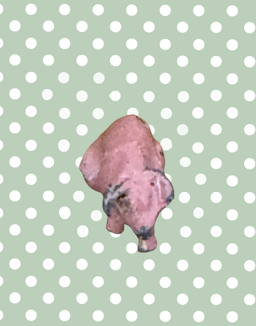 Miniature Glossy Sitting Pink Piglet with Brown Ear Patch | Rare 1920s Britains Lead Toy Collectible