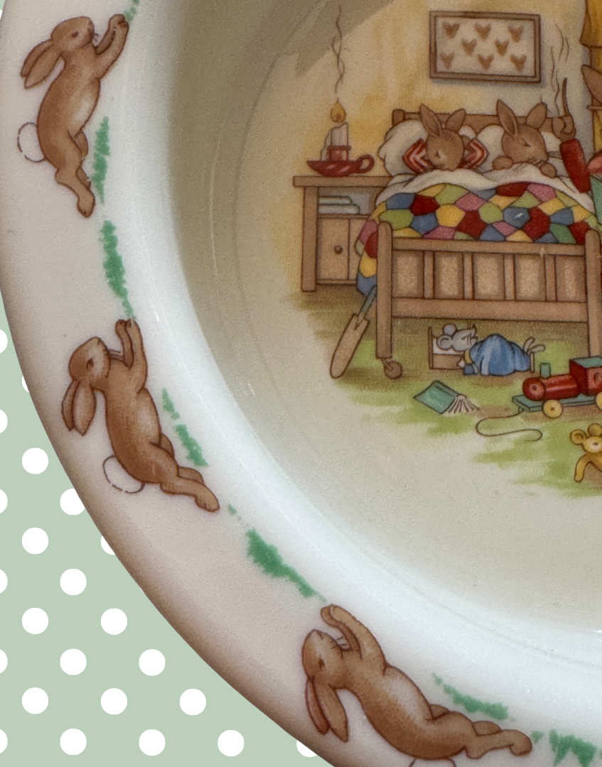 Royal Doulton 'Bunnykins' Collectable Nursery Bowl - Adorable 1934 Beatrix Potter Tableware With 'Bedtime' Bunnies