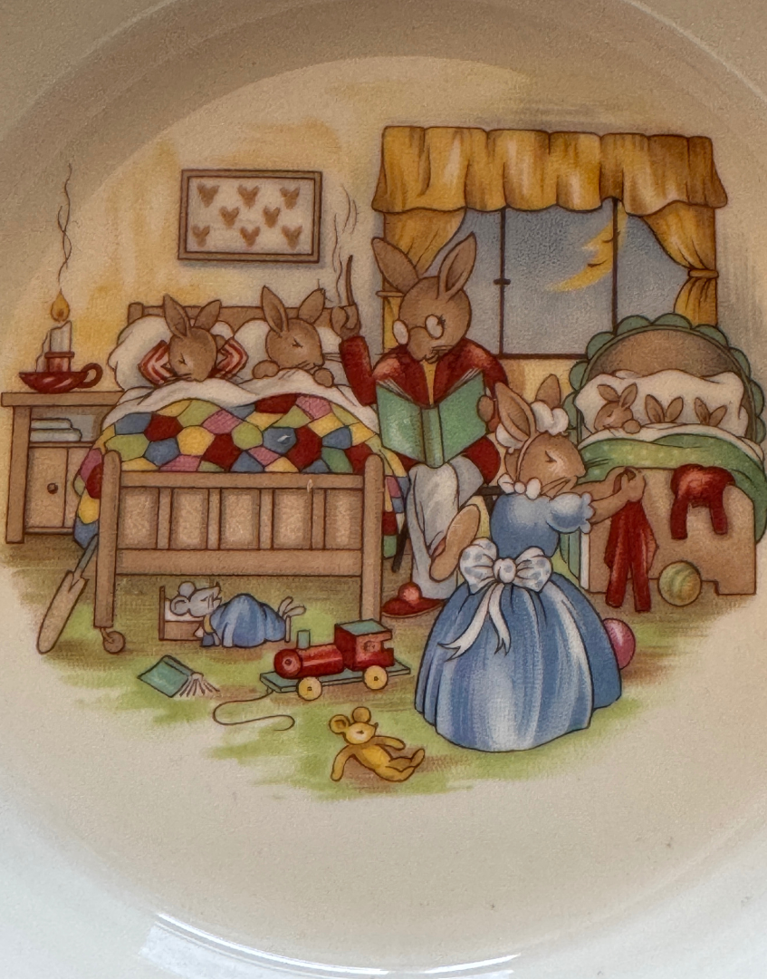 Royal Doulton 'Bunnykins' Collectable Nursery Bowl - Adorable 1934 Beatrix Potter Tableware With 'Bedtime' Bunnies